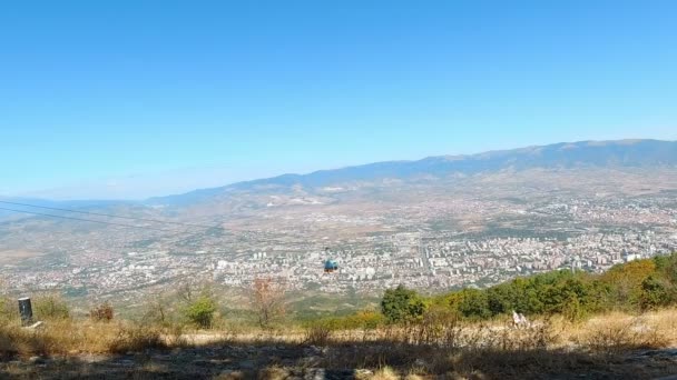 Kabelbaan Macedonische Hoofdstad Skopje — Stockvideo