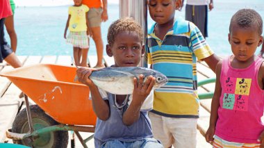 Santa Marica, Cape Verde, Haziran 2017: Balıkçı aileleri