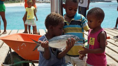 Santa Marica, Cape Verde, Haziran 2017: Balıkçı aileleri