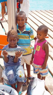 Santa Marica, Cape Verde, Haziran 2017: Balıkçı aileleri