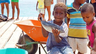 Santa Marica, Cape Verde, Haziran 2017: Balıkçı aileleri