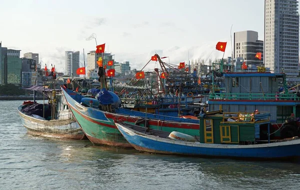 Färgglada Fiskebåtar Nang Vietnam — Stockfoto