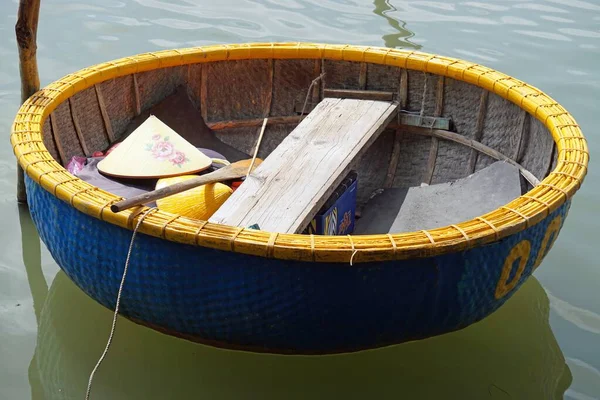 Bateau Traditionnel Panier Rond Pêcheur Vietnam — Photo