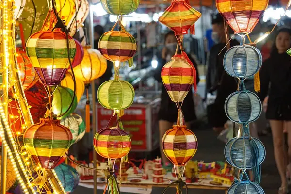 Lanternas Coloridas Mercado Noturno Nang Vietnam — Fotografia de Stock