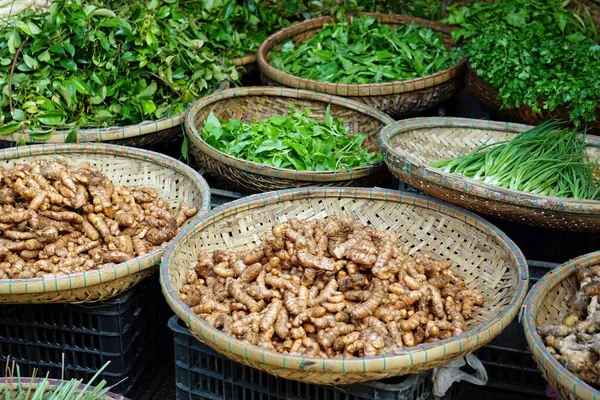 Marché Alimentaire Local Coloré Dans Teinte Vietnam — Photo