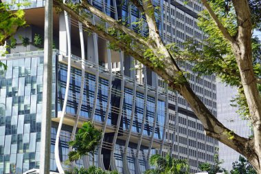 Singapur şehir merkezindeki büyük yeni ofis binaları.