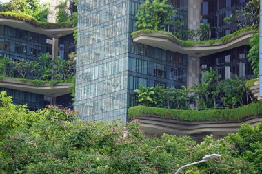 Singapur şehir merkezindeki büyük yeni ofis binaları.