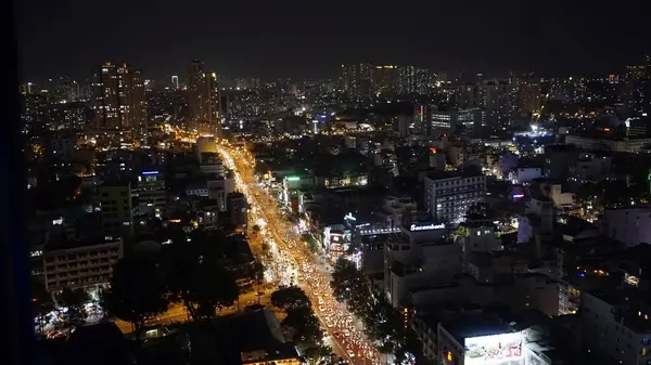 Skyline Chi Minh Stad Natten — Stockfoto