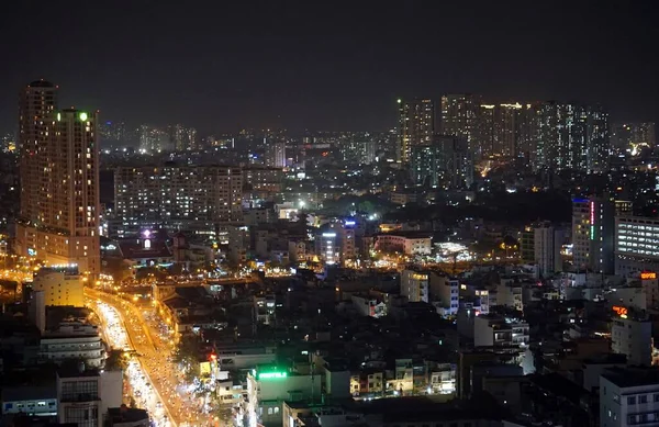Traffic Lights Chi Minh City Night — Stock Photo, Image