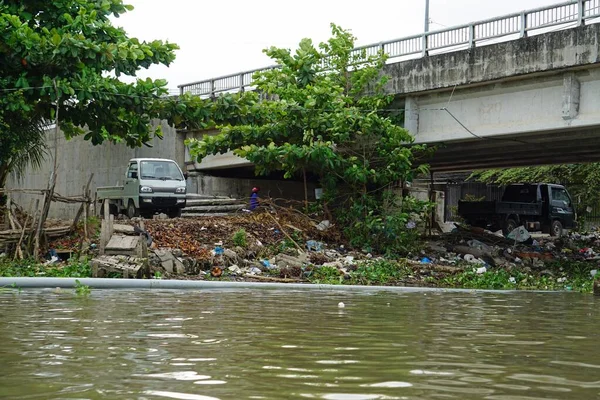 Rive Rivière Vie Can Tho Dans Sud Vietnam — Photo