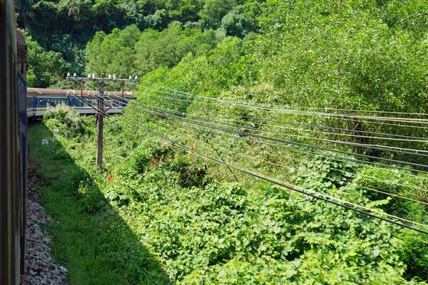 Pociąg Kręcący Się Nad Serpentynami Przełęczy Hai Van Wietnamie — Zdjęcie stockowe