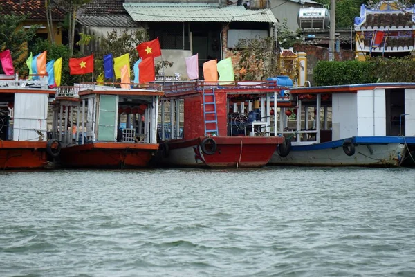 Typical Colorful Lantern Boats Thu Bon River Hoi — Stock Photo, Image