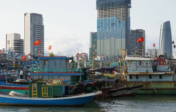 Kleurrijke Vissersboten Nang Vietnam — Stockfoto