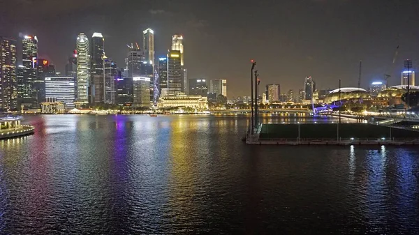 Colorido Horizonte Ciudad Singapur Por Noche — Foto de Stock