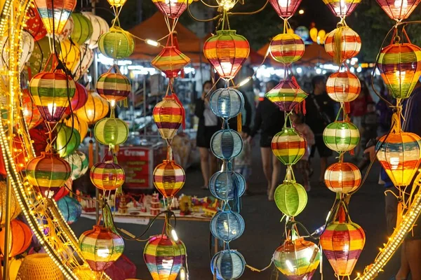 Bunte Laternen Auf Einem Nachtmarkt Nang Vietnam — Stockfoto