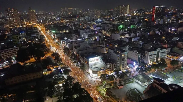 Skyline Chi Minh Stad Natten — Stockfoto