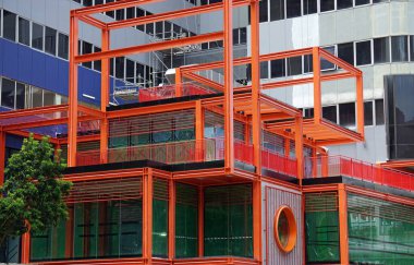 Singapur şehir merkezindeki büyük yeni ofis binaları.