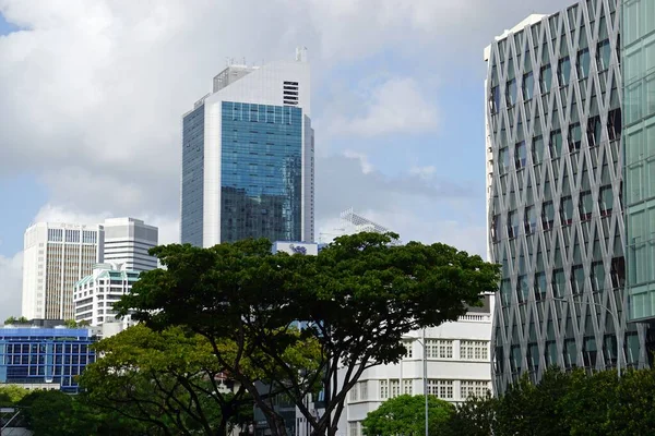 Singapur Şehir Merkezindeki Büyük Yeni Ofis Binaları — Stok fotoğraf