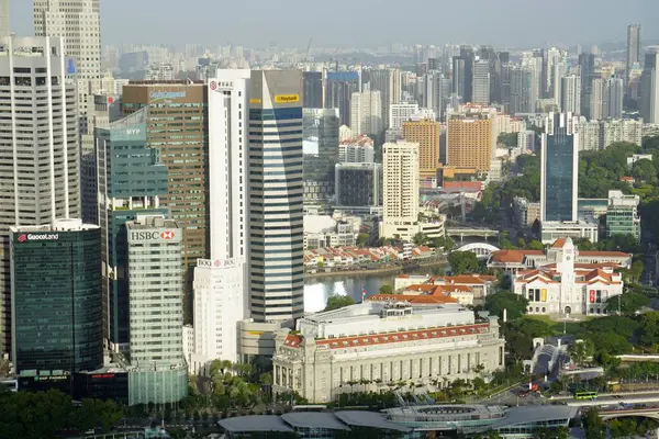 Singapur Şehir Merkezindeki Büyük Yeni Ofis Binaları — Stok fotoğraf