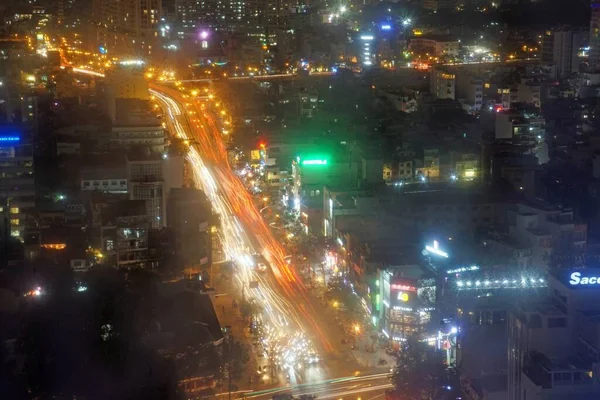 Φανάρια Στο Chi Minh Πόλη Νύχτα — Φωτογραφία Αρχείου