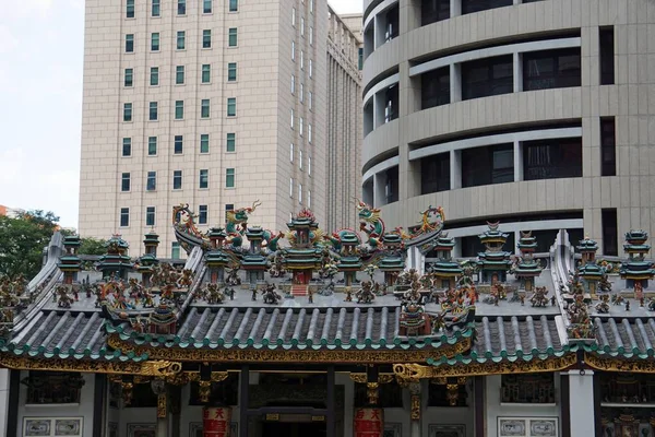 Temple Chinois Coloré Dans Ville Singapore — Photo