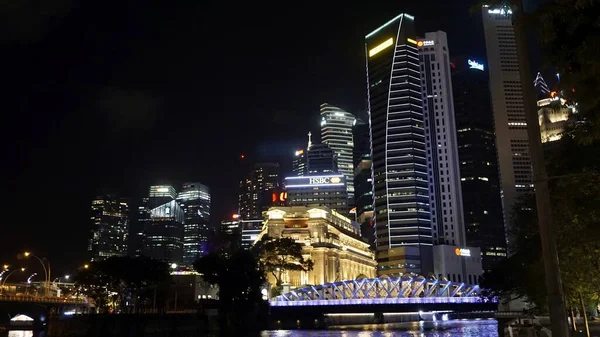 Colorido Horizonte Ciudad Singapur Por Noche — Foto de Stock