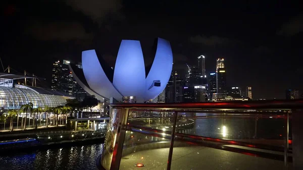 Kolorowe Panoramy Miasta Singapore Nocy — Zdjęcie stockowe