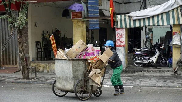 Hanoi Vietnam Circa Enero 2020 Recogida Basura — Foto de Stock