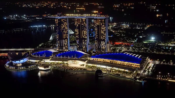 Singapur Circa Marzo 2020 Marina Bay Sands Hotel Por Noche — Foto de Stock