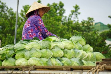 Can Tho, Vietnam, dolaylı olarak Februara 2020: Yüzen piyasada hayat kaynağı