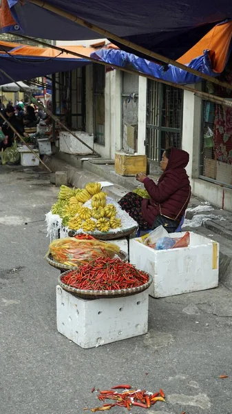 Hanoi Vietnam Circa Enero 2020 Vendedores Locales Que Venden Sus — Foto de Stock