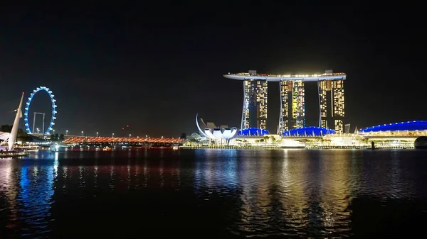 Singapur Circa Marzo 2020 Marina Bay Sands Hotel Por Noche —  Fotos de Stock