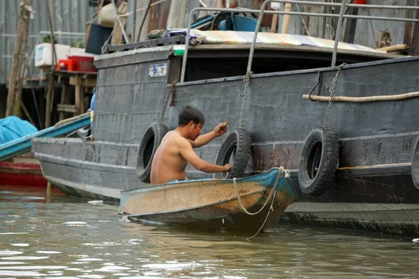 Can Tho Vietnam Circa Febraury 2020 Passeio Barco Canção Hau — Fotografia de Stock