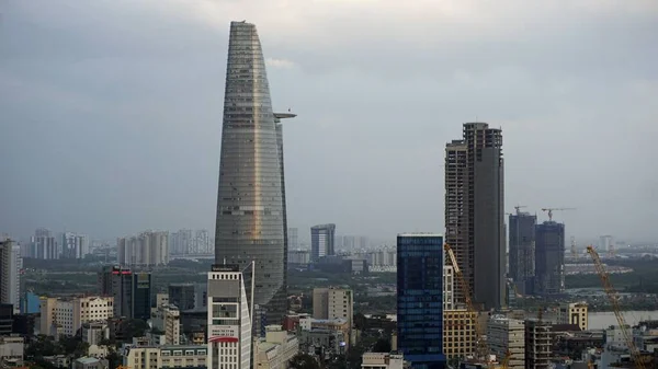 Chi Minh City Vietnam Circa February 2020 Colorful Skyline Dusk — Stock Photo, Image