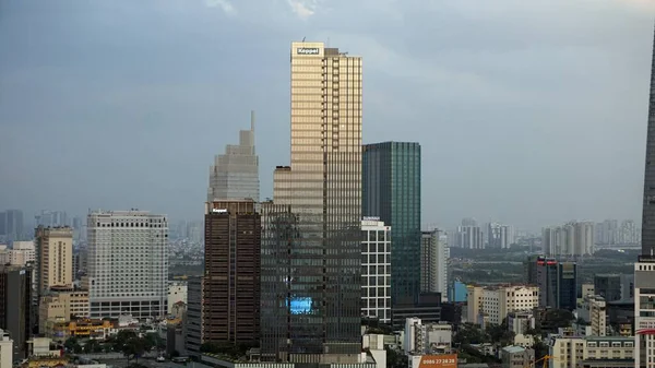 Minh Város Vietnam Körülbelül Február 2020 Színes Skyline Alkonyatkor — Stock Fotó