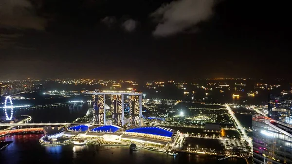 Singapur Około Marca 2020 Marina Bay Sands Hotel Nocy — Zdjęcie stockowe