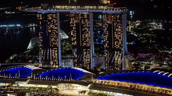 Singapur Około Marca 2020 Marina Bay Sands Hotel Nocy — Zdjęcie stockowe