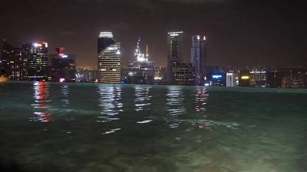 Singapore Приблизно Березні 2020 City Skyline Infinity Pool Marina Bay — стокове фото