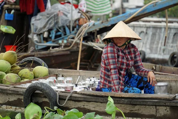 Can Tho Vietnam Circa Februara 2020 Vida Los Vendedores Mercado — Foto de Stock