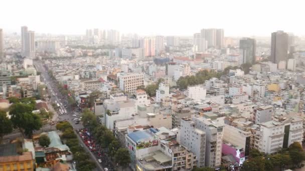 Calles Concurridas Ciudad Chi Minh Desde Arriba — Vídeo de stock