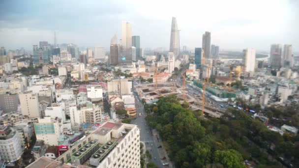 Strade Trafficate Chi Minh Città Dall Alto — Video Stock