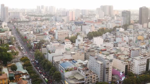 Strade Trafficate Chi Minh Città Dall Alto — Video Stock