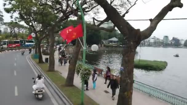 Hanoi Vietnam 2020 Január Városi Körút Nyitott Buszon — Stock videók