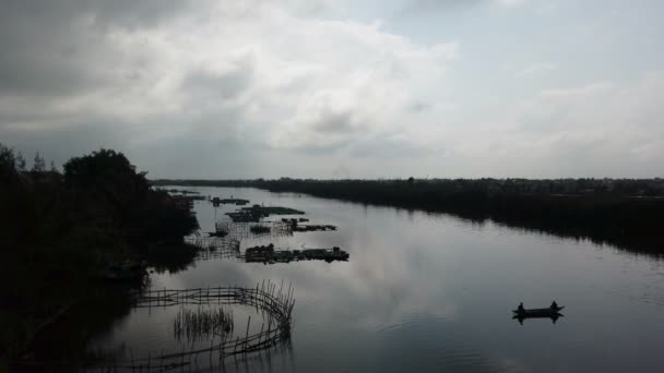 Hoi Vietnam Circa February 2020 Fisherman Wooden Boat — Stock Video