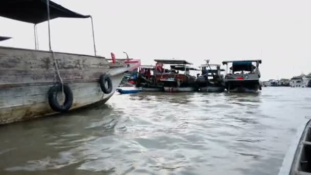 Can Tho Vietnam February 2020 Boat Trip Huge Floating Market — стоковое видео