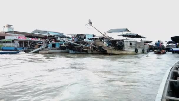 Can Tho Vietnam Circa February 2020 Boat Trip Huge Floating — Stock Video