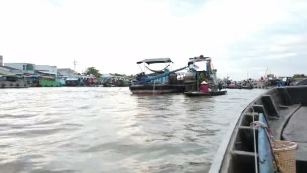 Can Tho Vietnam Circa February 2020 Boat Trip Huge Floating — Stock Video