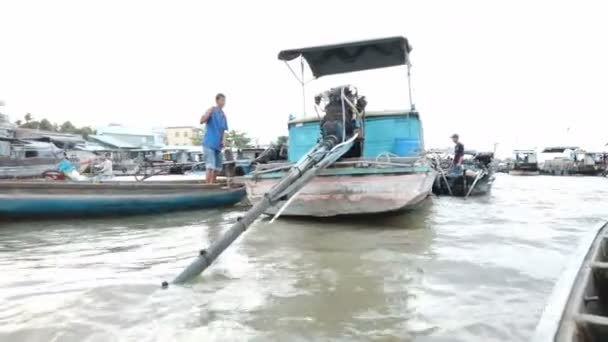 Can Tho Vietnam 2020 Február Körül Hajókirándulás Egy Hatalmas Lebegő — Stock videók