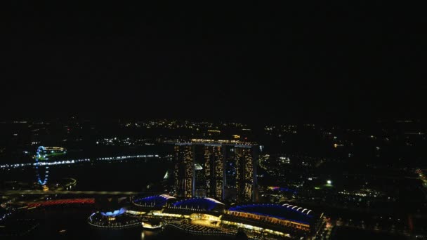 Singapur Asi Březen 2020 Malebná Noc Pohled Singapore City — Stock video