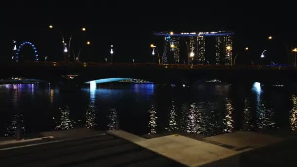 Singapur Asi Březen 2020 Malebná Noc Pohled Singapore City — Stock video